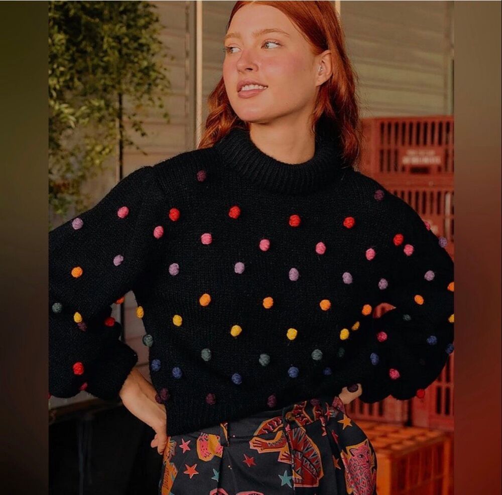 Farm Rio Rainbow Dots Sweater Size XS